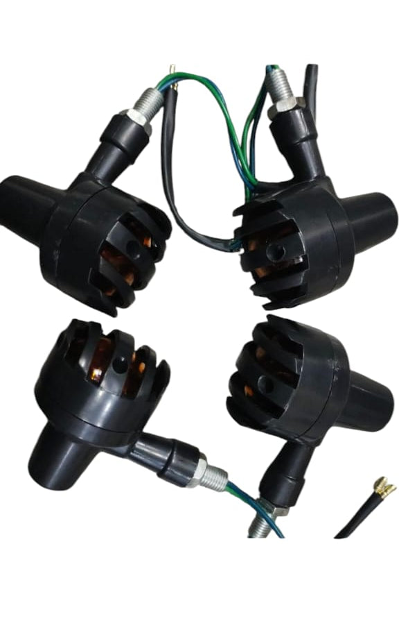 4 pcs Set 12V Universal Motorcycle Grill Turn Signal Lights – Amber LED, Chrome Body, Compatible with Honda, Yamaha, Kawasaki, Sportster 1200, and More