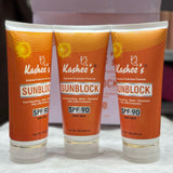 01 Pc Kashee’s Sunblock SPF 90 – Extreme Protection Formula | Fast Absorbing Water Resistant UVA, UVB Protection 200ml