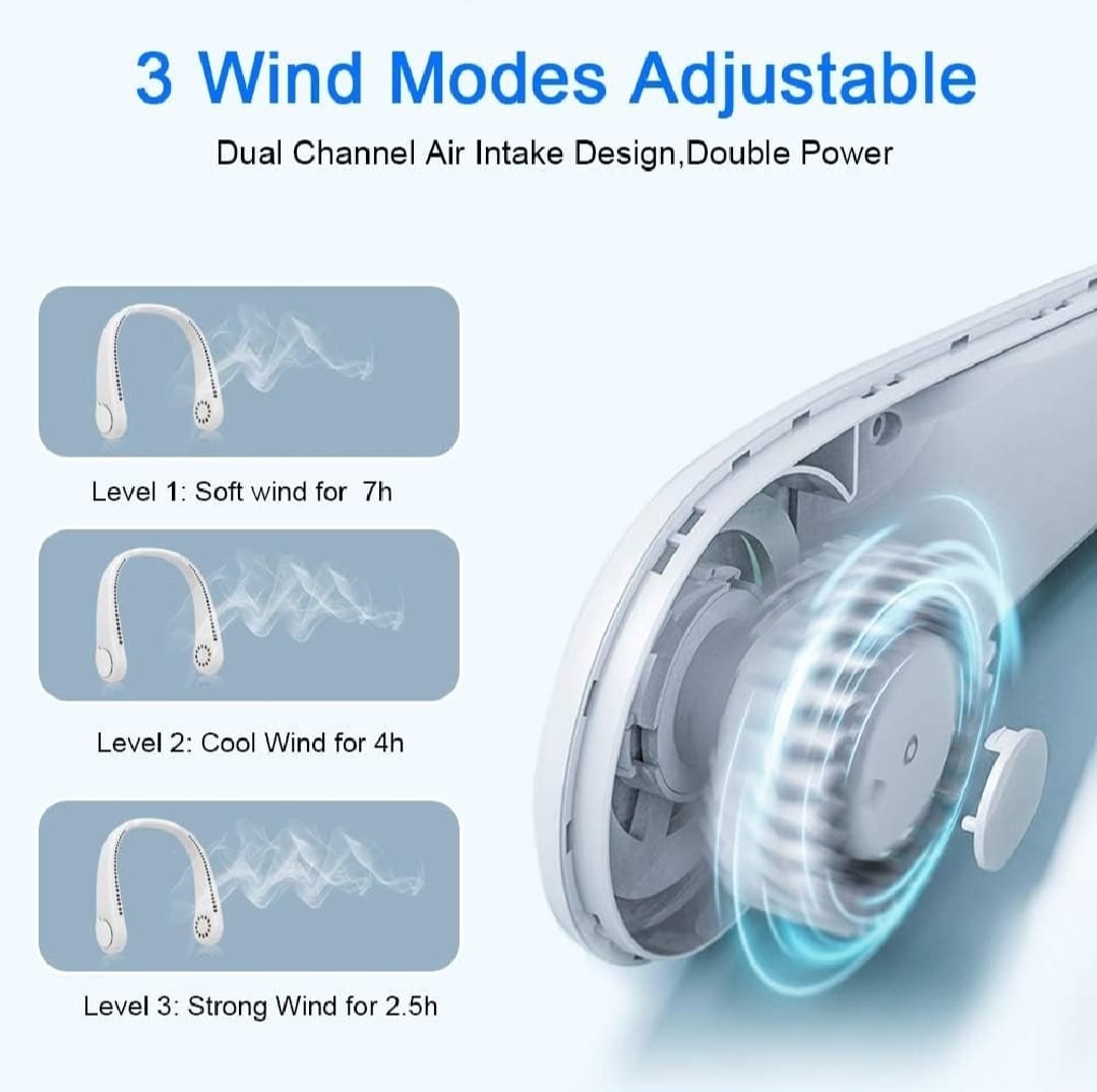 Neck Fan Portable Bladeless neck fans Portable Hanging Neck Fan Micro Cooling Strong Fan 360° Bladeless Hanging Neck Fan Rechargeable USB Mini Neck Fan for Kitchen Outdoor Travel for Summer Sports ( Random Color )