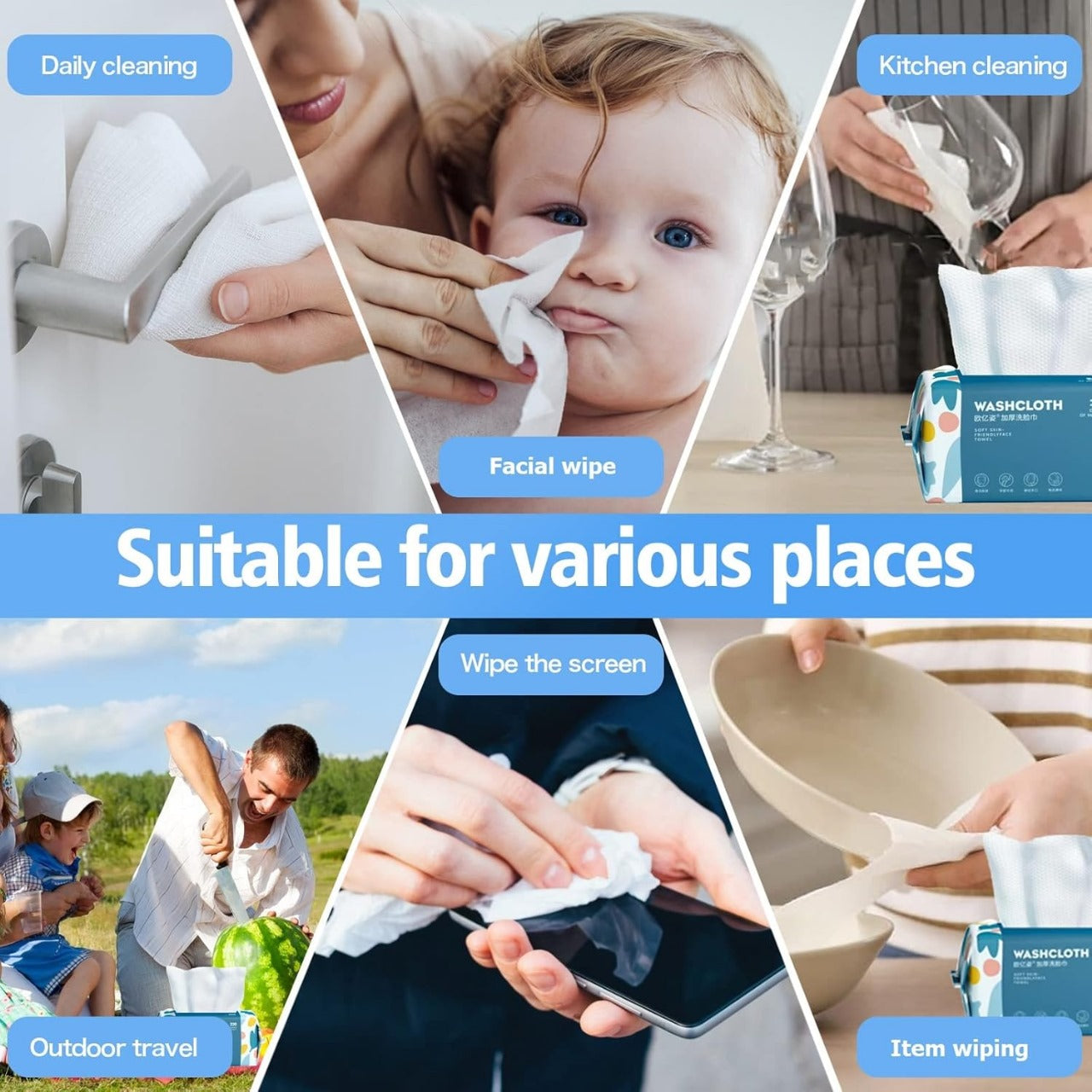 Disposable Face Towel – 70 Pcs Ultra Soft, Thickened Cotton Tissues | Lint-Free, Multi-Purpose Facial Dry Wipes for Skincare, Makeup Removal &amp; Cleansing