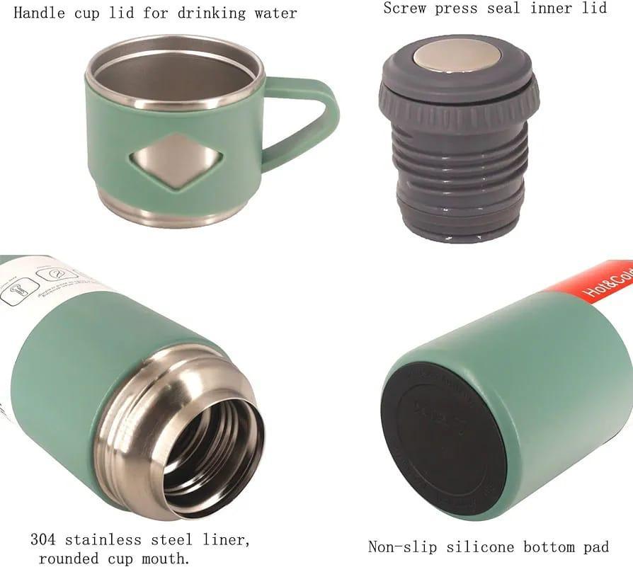 1 Cup Vaccume Insulated Water Bottle | New Creative Gift Box Set Vacuum Cup Set 500ml 304 Stainless Steel Thermos