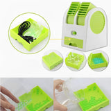 Portable Mini AC Air Cooler – USB &amp; Battery Operated | Dual Blower with Ice Tray | Blade-less Cooling Fan for Home, Shop, Kitchen, Table &amp; Outdoor Use
