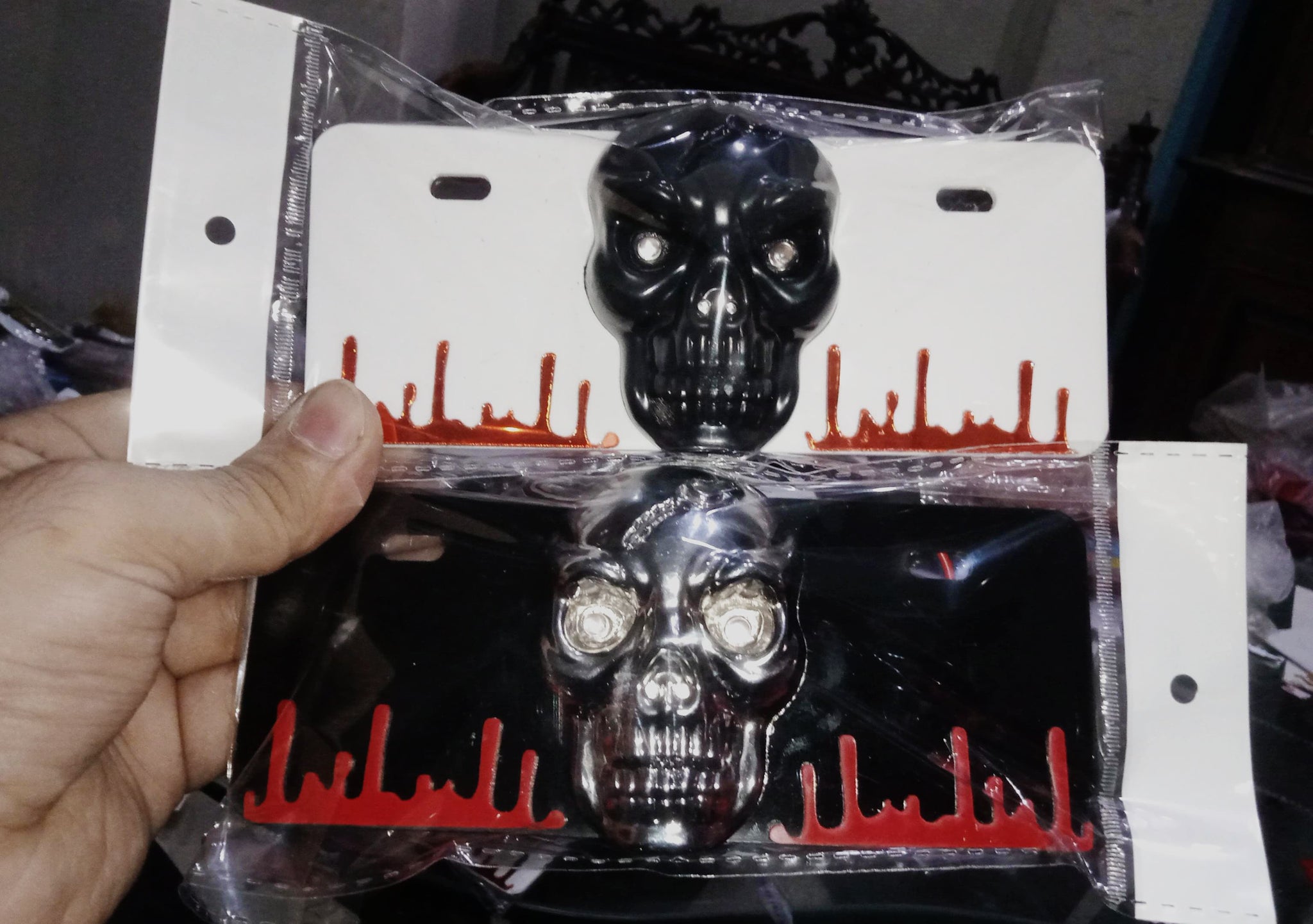 Skull LED Back Number Plate for 70cc &amp; 125cc Bikes – Most Trending Styling Accessory - Black