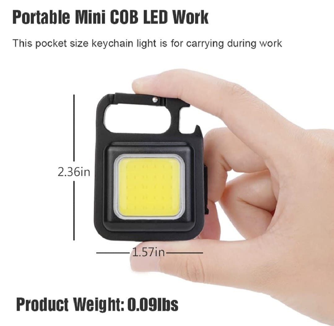 COB Small Flashlight, Keychain Work Light, USB Rechargeable, Mini LED Handheld t, 3 Light Modes Portable Pocket Light for Gift, Camping Emergency Fishing
