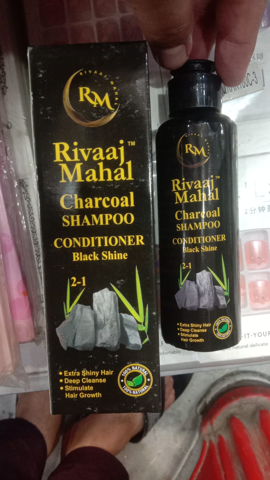 Rivaaj Mahal Charcoal Shampoo + Conditioner – Black Shine Formula for Deep Clean &amp; Smooth Finish