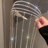 Full Rhinestone Long Tassel Headband For Women Multilayer Flashing Crystal Hairband Party Hair Accessories