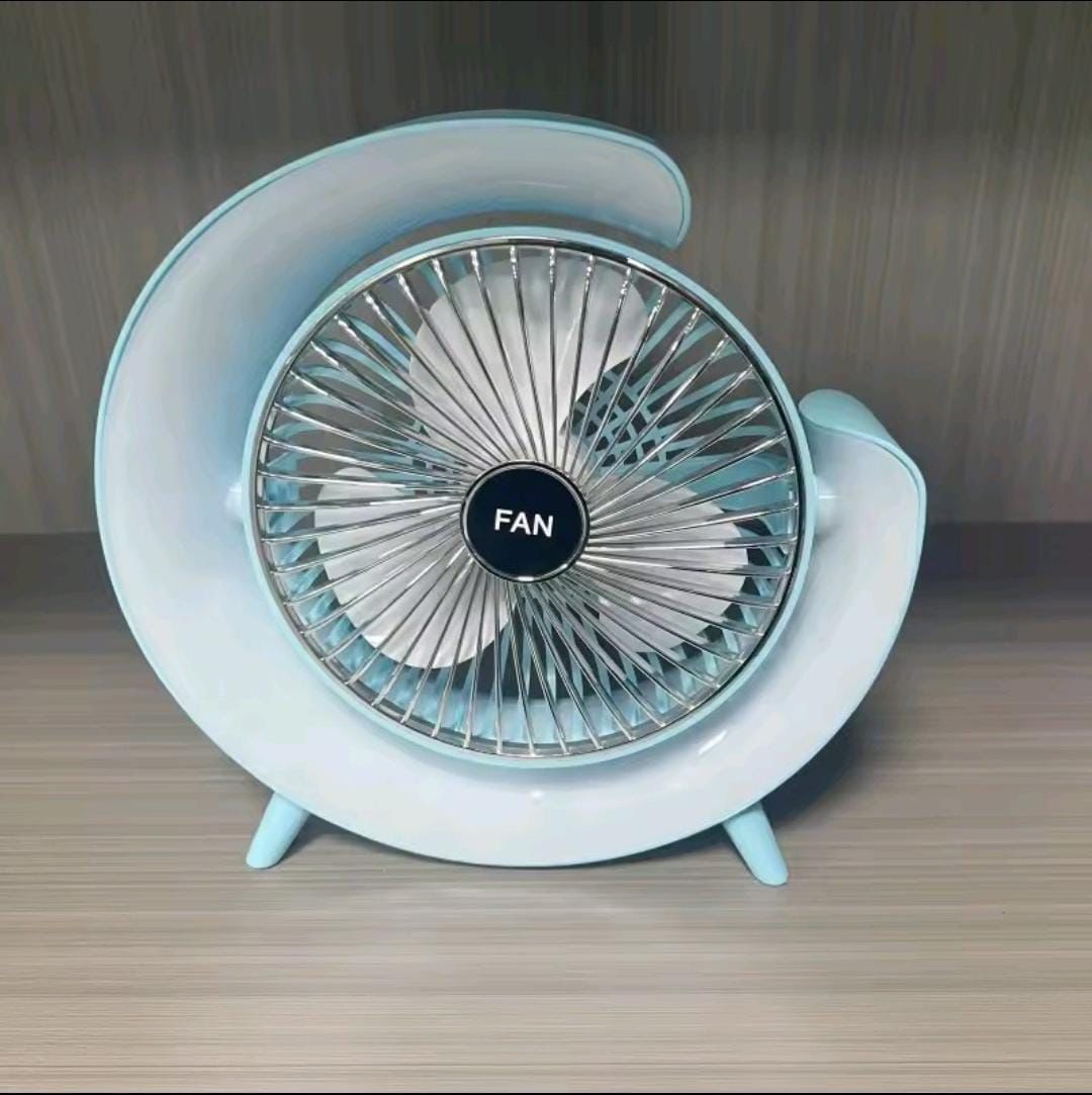 7 Colors LED Atmosphere Light Mini Electric fan Portable Table Fan Quiet USB Rechargeable Fan 3 Speeds 180°Adjustable Fan