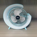 7 Colors LED Atmosphere Light Mini Electric fan Portable Table Fan Quiet USB Rechargeable Fan 3 Speeds 180°Adjustable Fan