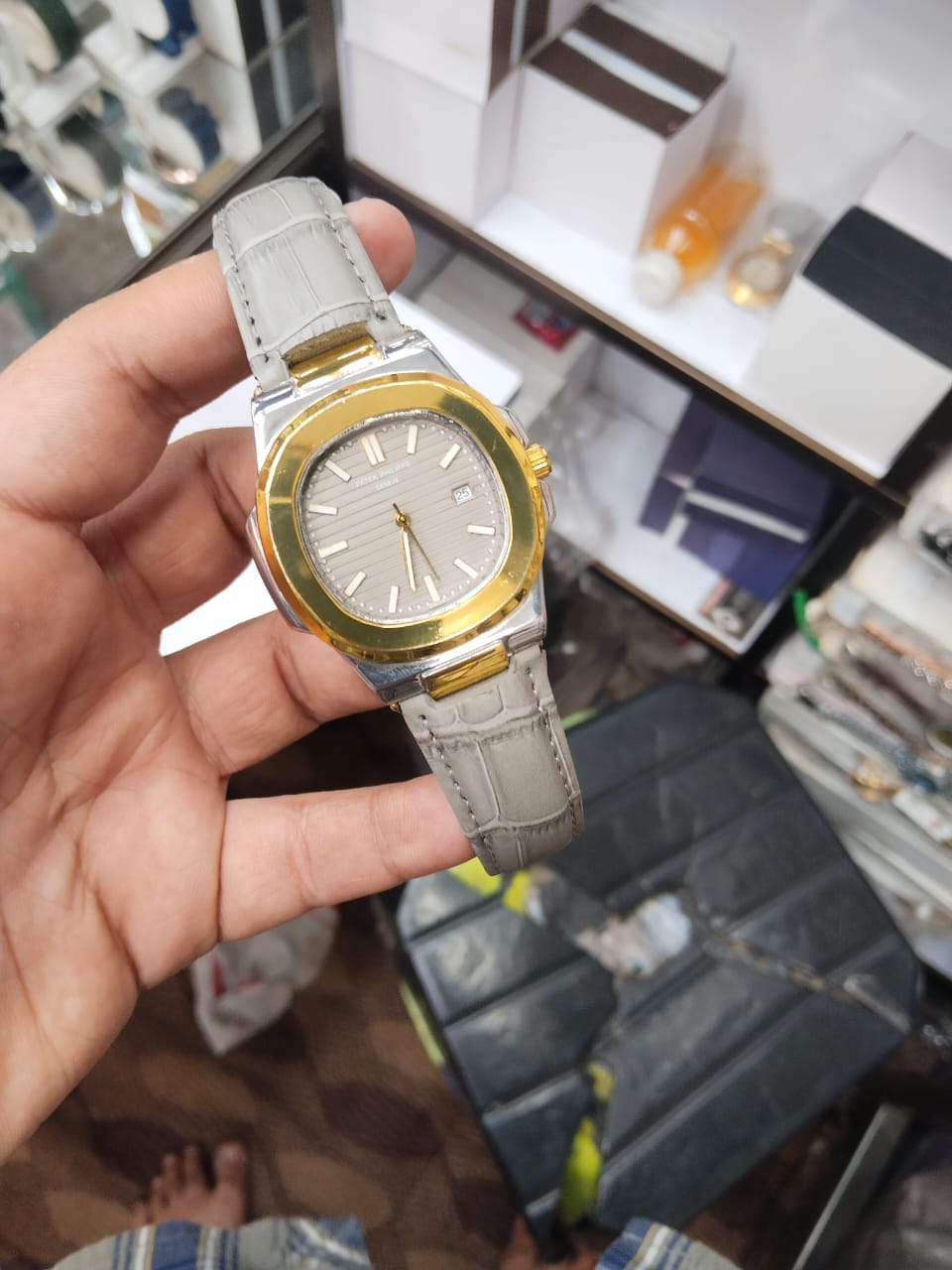 Patek Philippe Nautilus 8044 – Grey Gold Tone | 3ATM Water Resistant Luxury Watch Without Box