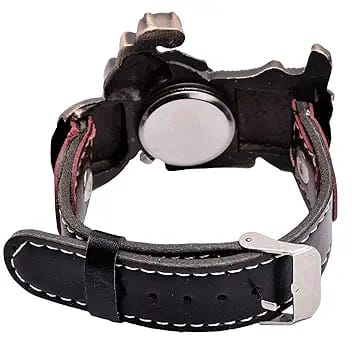Men’s Motorcycle-Inspired Analog Wrist Watch with Bike Look Stainless Steel Dial – Stylish Daily Watch with Premium Leather Strap (Without Box)