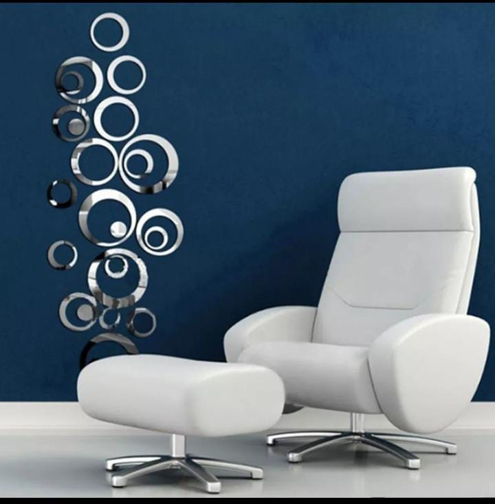 24 pcs Acrylic Mirror 3D Wall Stickers Living Room Personalized Interior Decoration - Golden