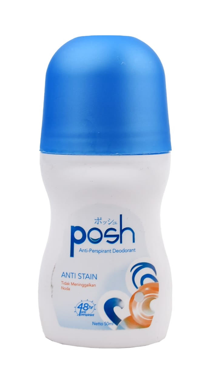 Posh Anti-Stain Roll-On Deodorant – 48HR Sweat &amp; Odor Protection, Anti-Perspirant for All-Day Freshness – 50ml