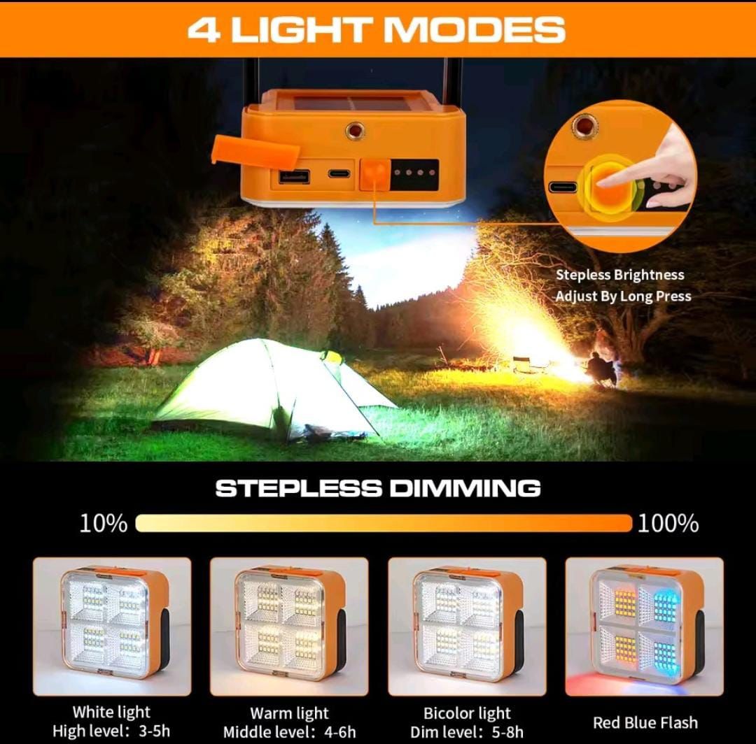 Outdoor Portable LED Solar Floodlight – Rechargeable 500W Spotlight Lantern for Camping, Emergency &amp; Search Lighting