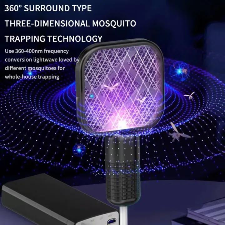 Mini USB Rechargeable Mosquito Racket with UV Light – Portable Electric Bug Zapper &amp; Fly Swatter for Indoor/Outdoor Use, Home, Office, Travel &amp; Camping