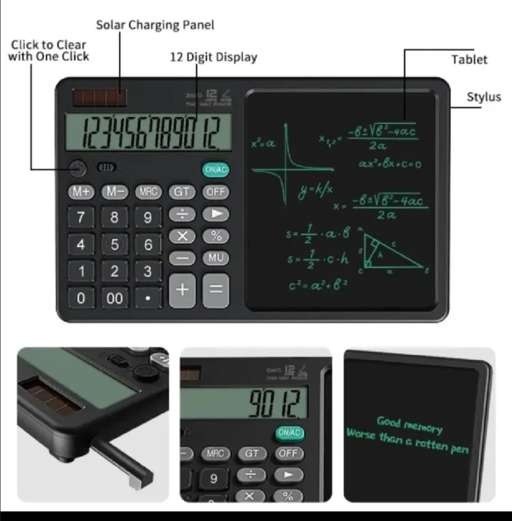 2-in-1 Calculator with LCD Writing Tablet – Dual-Function Office &amp; School Gadget | Portable &amp; Eco-Friendly |Random Color