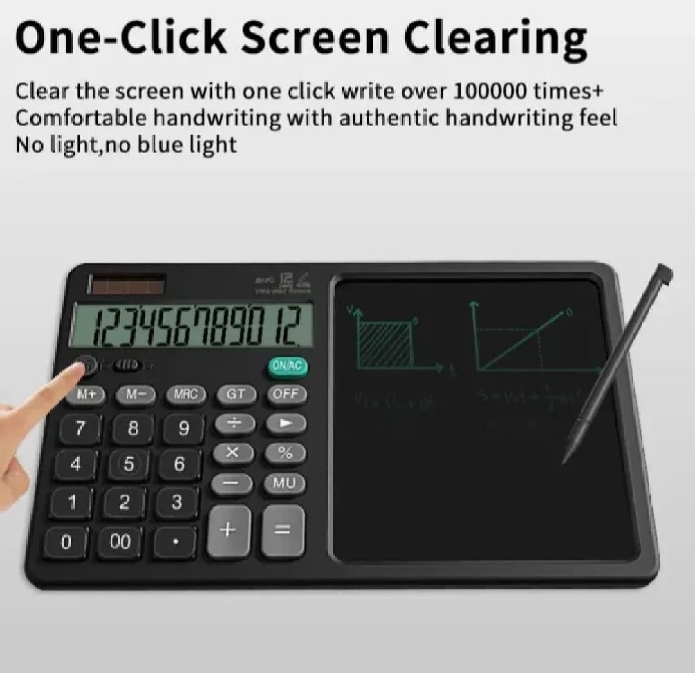 2-in-1 Calculator with LCD Writing Tablet – Dual-Function Office &amp; School Gadget | Portable &amp; Eco-Friendly |Random Color