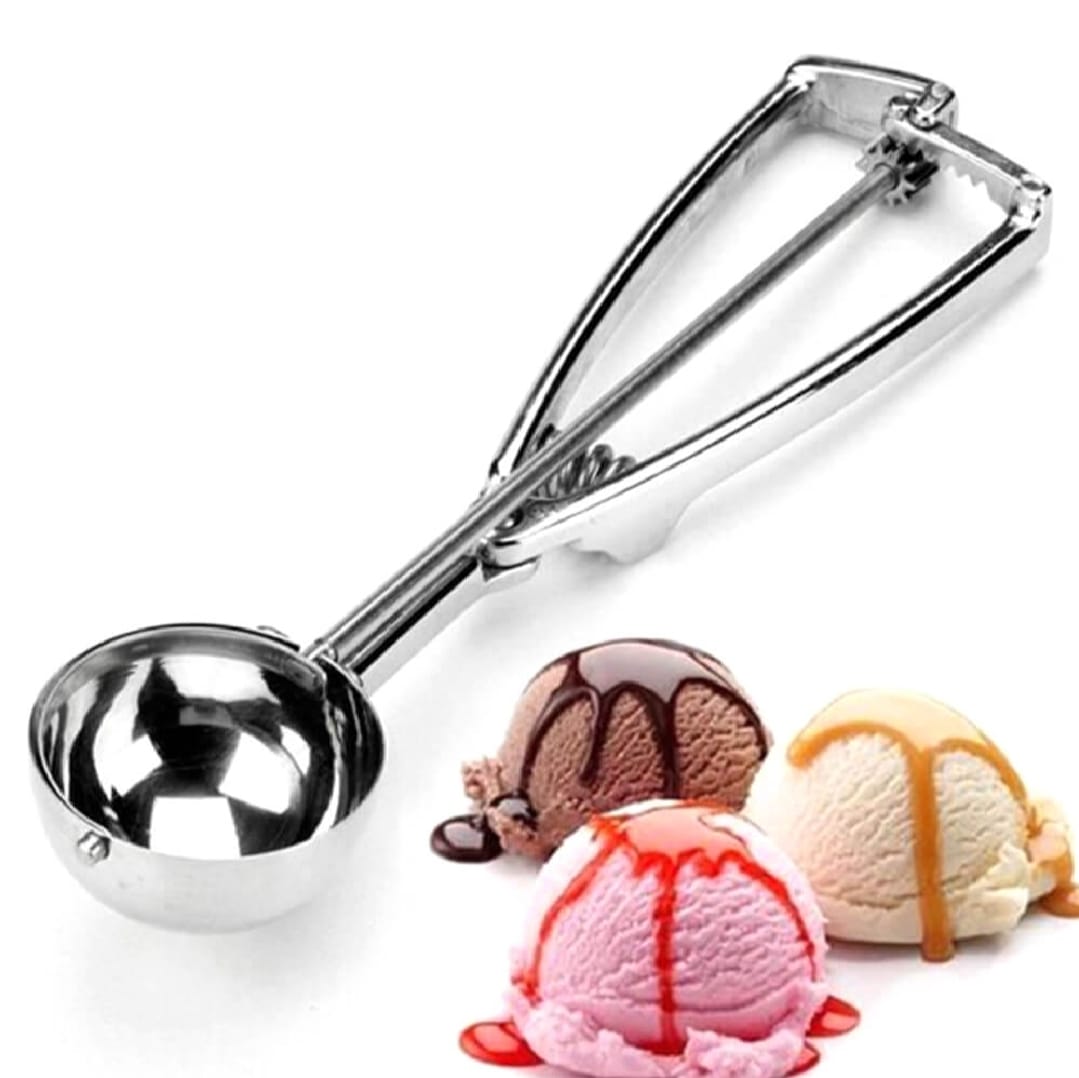 Premium Stainless Steel Ice Cream Scoop – Heavy Duty Metal Scooper Spoon, Dishwasher Safe, Ergonomic Handle for Frozen Yogurt, Gelato, Sundaes &amp; More – Medium, Silver