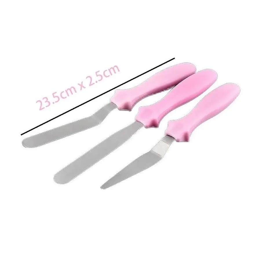 3-Piece Cake Decorating Knife Set – Stainless Steel Spatula &amp; Cream Spreader Tools (Multi-Color)