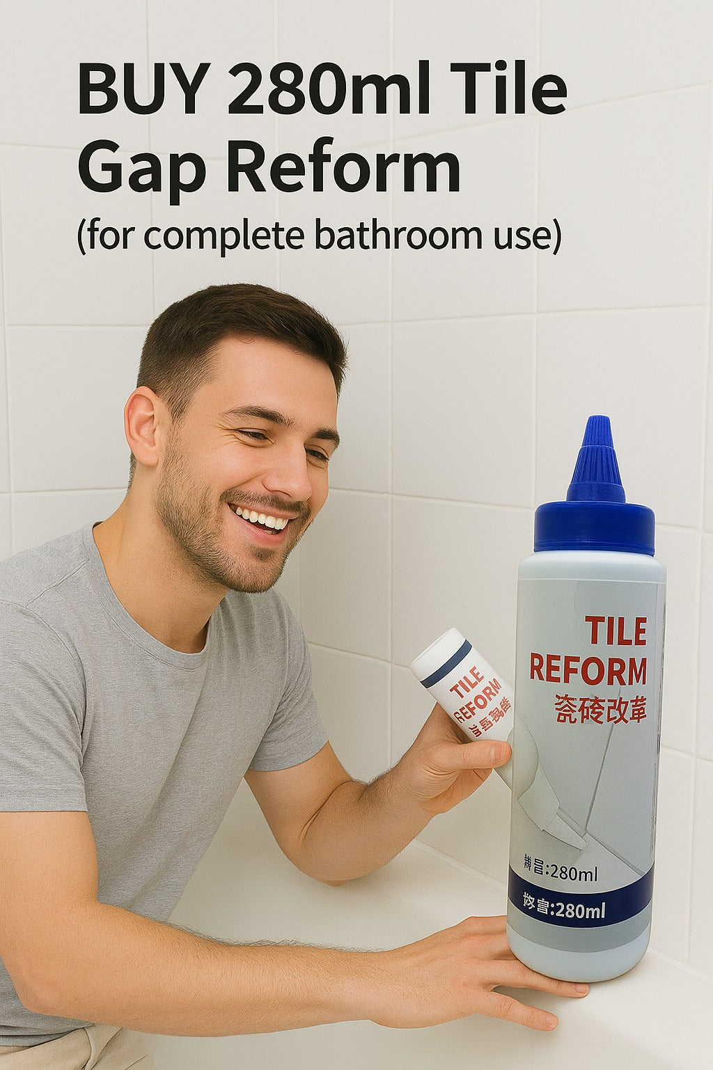Tile Reform Grout Restorer & Sealer – 280ml Large Bottle for Quick Tile Gap Repair
