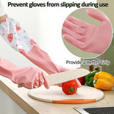 Long Reusable Dishwashing Gloves with Warm Fleece Lining – Extra Long Waterproof Rubber Cleaning Gloves, Anti-Slip, Heat Resistant for Kitchen, Laundry, and Household Use (Random Color)