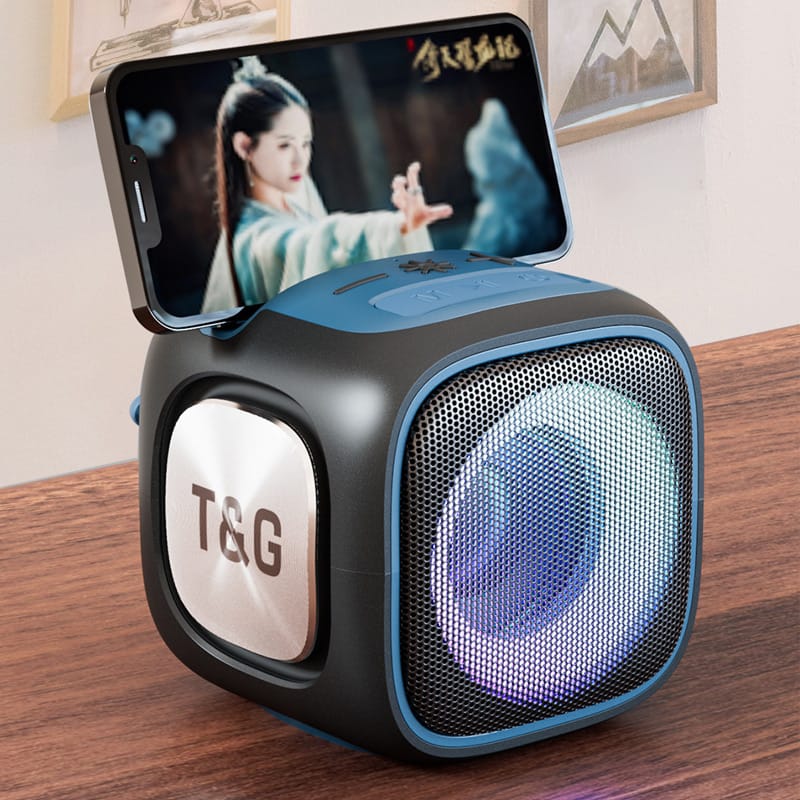 T&amp;G Portable Bluetooth Speaker with LED Lights, Phone Holder &amp; Powerful Bass – Wireless, USB, TF Card &amp; AUX Support – Model X-911