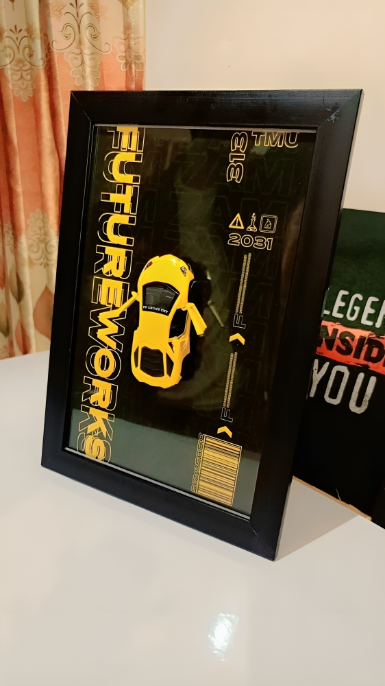 Metallic Car Wall Frame - Modern Home Decor Art