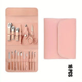 16pcs Professional Manicure &amp; Pedicure Set – Nail Clippers, Cuticle Nippers &amp; Grooming Tools with Travel Case (Random color)