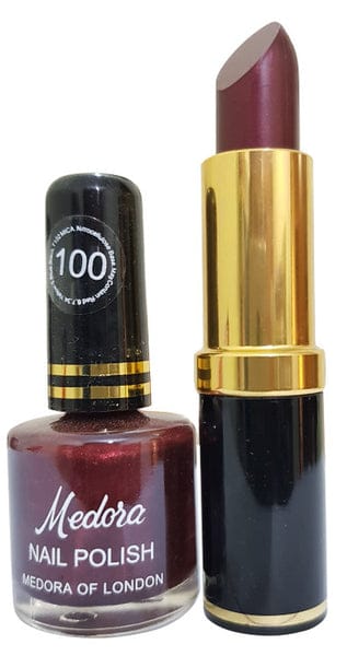 Medora 2 in 1 Lipstick &amp; Nail Polish Combo – Premium Beauty Deal with Matching Shades, Includes 1 Lipstick &amp; 1 Nail Polish (Shade Red, Maroon)