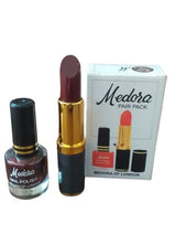 Medora 2 in 1 Lipstick &amp; Nail Polish Combo – Premium Beauty Deal with Matching Shades, Includes 1 Lipstick &amp; 1 Nail Polish (Shade Red, Maroon)