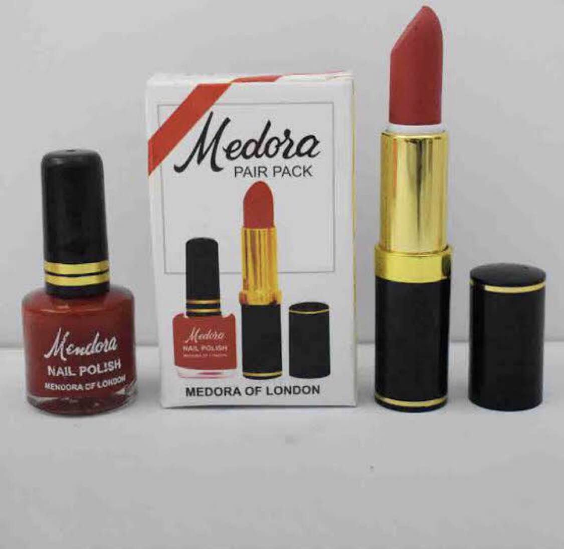 Medora 2 in 1 Lipstick &amp; Nail Polish Combo – Premium Beauty Deal with Matching Shades, Includes 1 Lipstick &amp; 1 Nail Polish (Shade Red, Maroon)