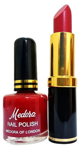 Medora 2 in 1 Lipstick &amp; Nail Polish Combo – Premium Beauty Deal with Matching Shades, Includes 1 Lipstick &amp; 1 Nail Polish (Shade Red, Maroon)