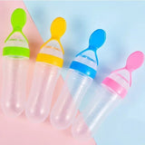 Silicone Baby Spoon Squeezing Feeding Bottle Feeder – Soft, Safe &amp; Easy Baby Food Dispenser (Random color)