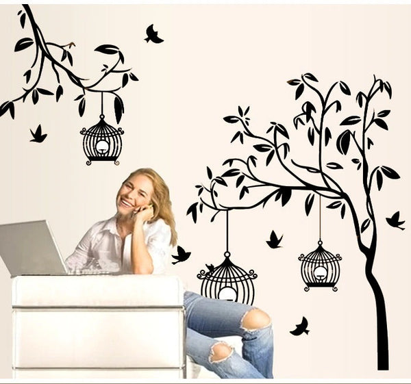 Birds Cage Wall Sticker (AY9039)