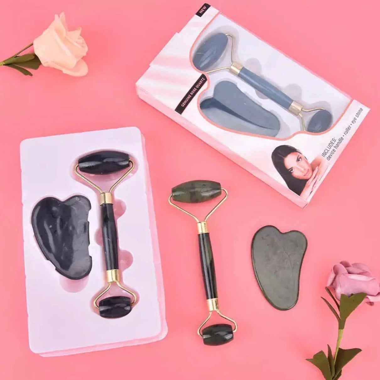 Original Jade Roller & Gua Sha Facial Massage Set – Natural Jade Beauty Tool