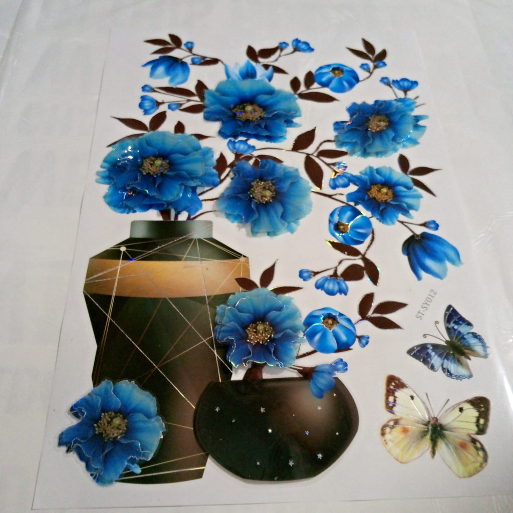 home decor blue flower 3d wall sticker