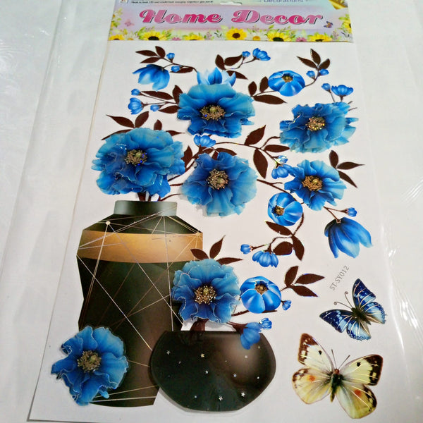 home decor blue flower 3d wall sticker
