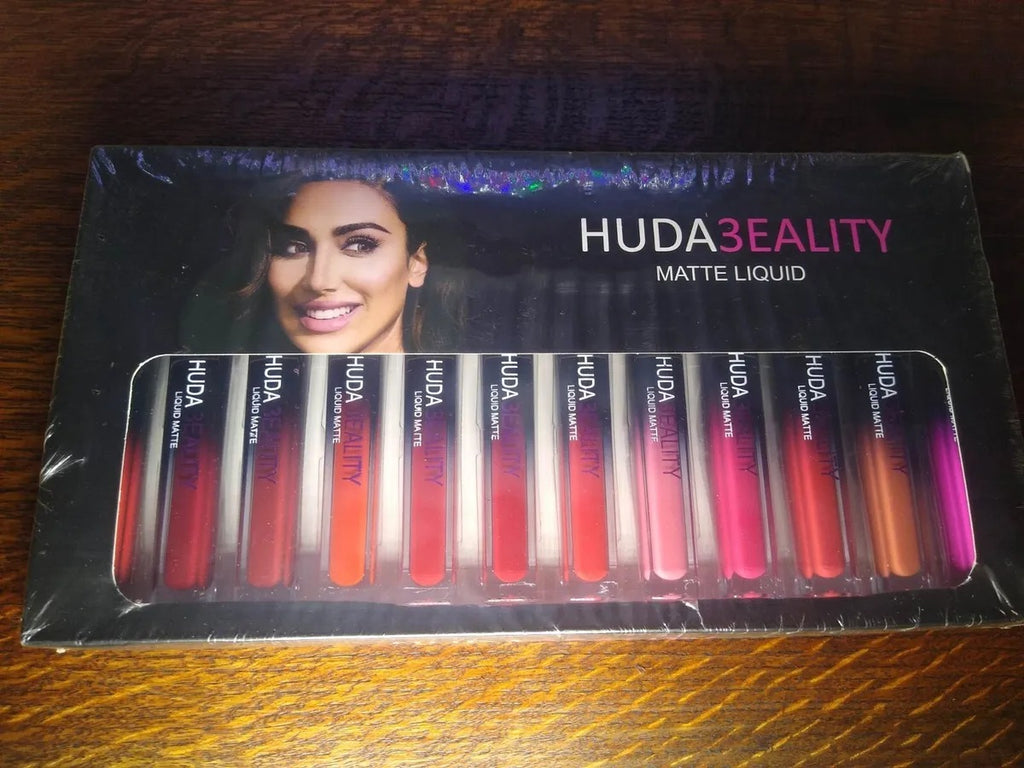 huda 3beality  Beauty New Nude Set of 12 Lip Gloss - Liquid Matte Lip Gloss  hbmlmiz2c-h