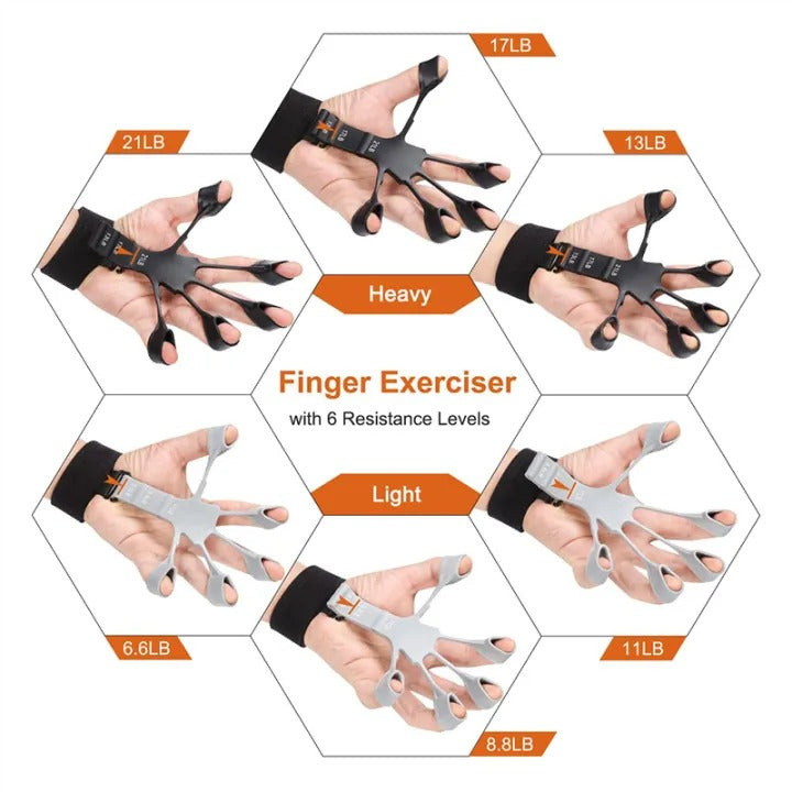 Silicone Hand Grip Device Finger Exerciser Strengthener Stretcher