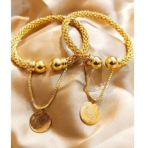 Ladies Fashionable Artificial Gold Bangles-Fancy Bangles-Size:Adjustable-Box Free