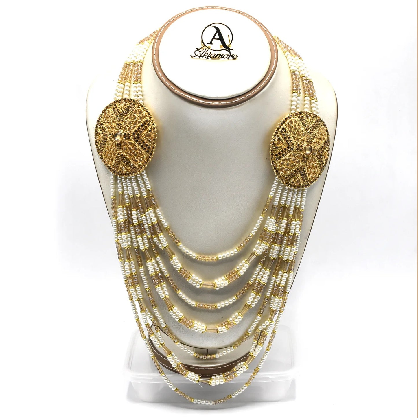 Finished White Pearl Kundan Mala Necklace