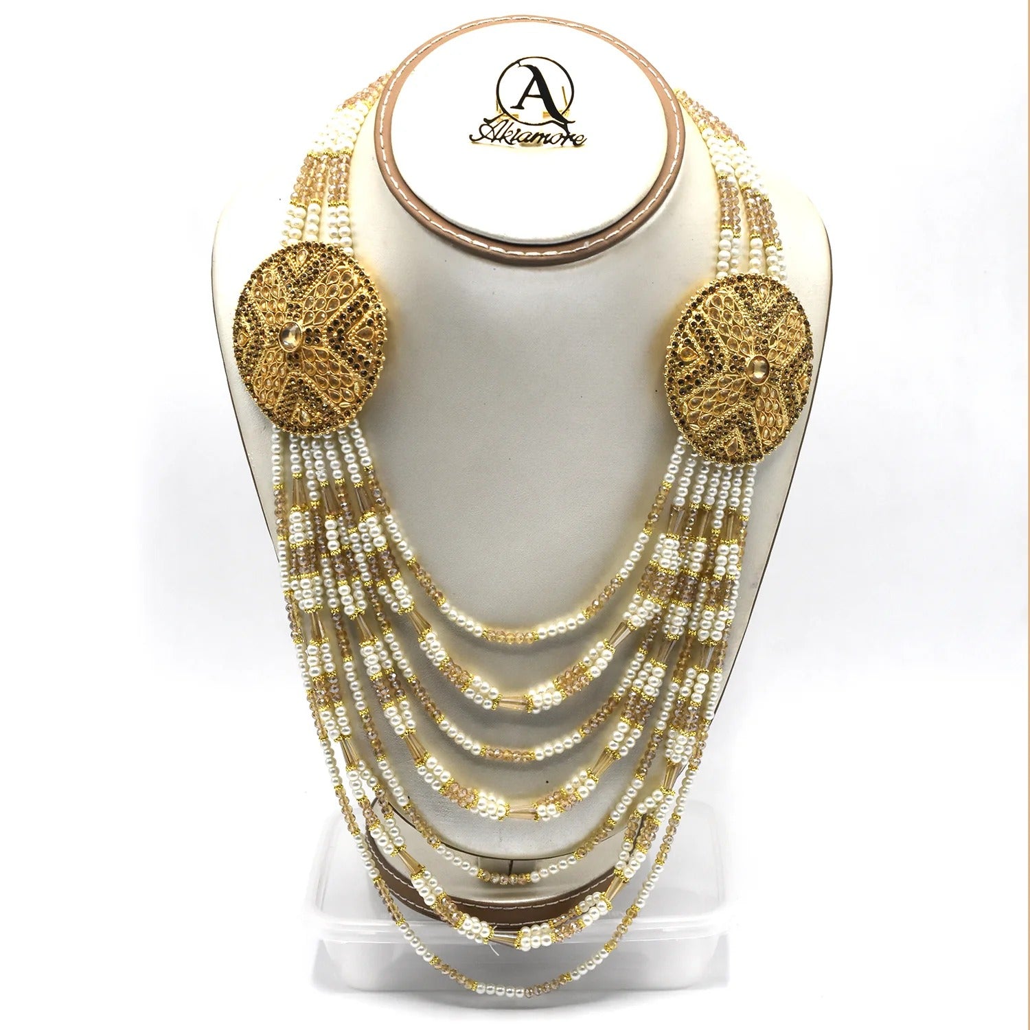 Finished White Pearl Kundan Mala Necklace