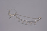 stylish indian silver nath with white pearls