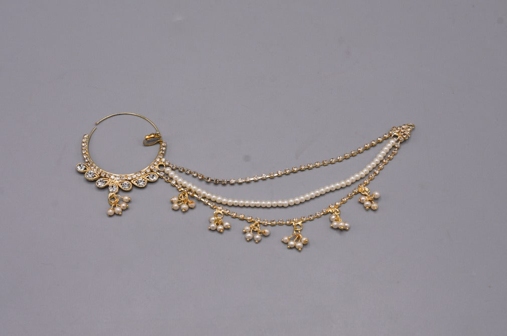 Antique golden Indian Nose Chain Nath new design