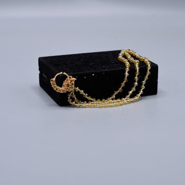 Bhaubhali Golden Nath With Crustal Osm design Non piercing