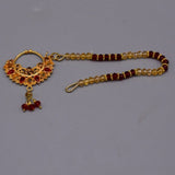 Stylish bridal non pericing red nath with cristal chain