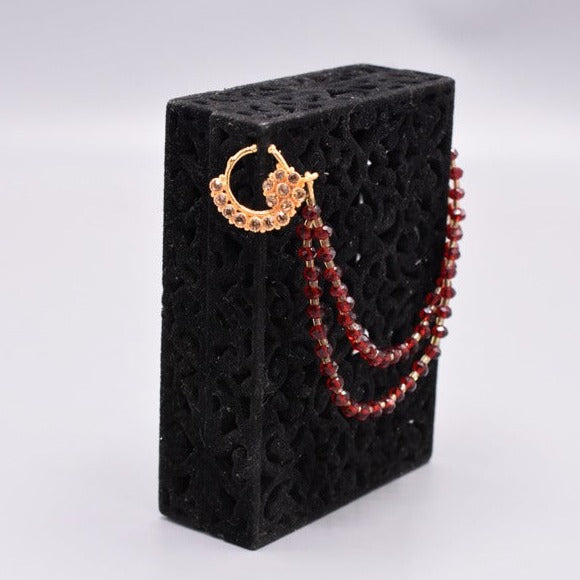 Indian Fashion Jewelry Bridal Wedding  Nose Nath With Mehroon crystal.