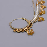 New Style Bridal Golden Nose Nath With White and golden crystal