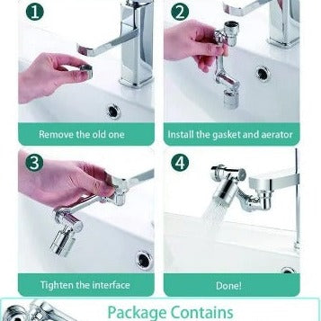 Universal 1080° Rotatable Faucet Aerator Extender Plastic Splash Filter Faucets Bubbler Nozzle Robotic Arm for Kitchen Bathroom