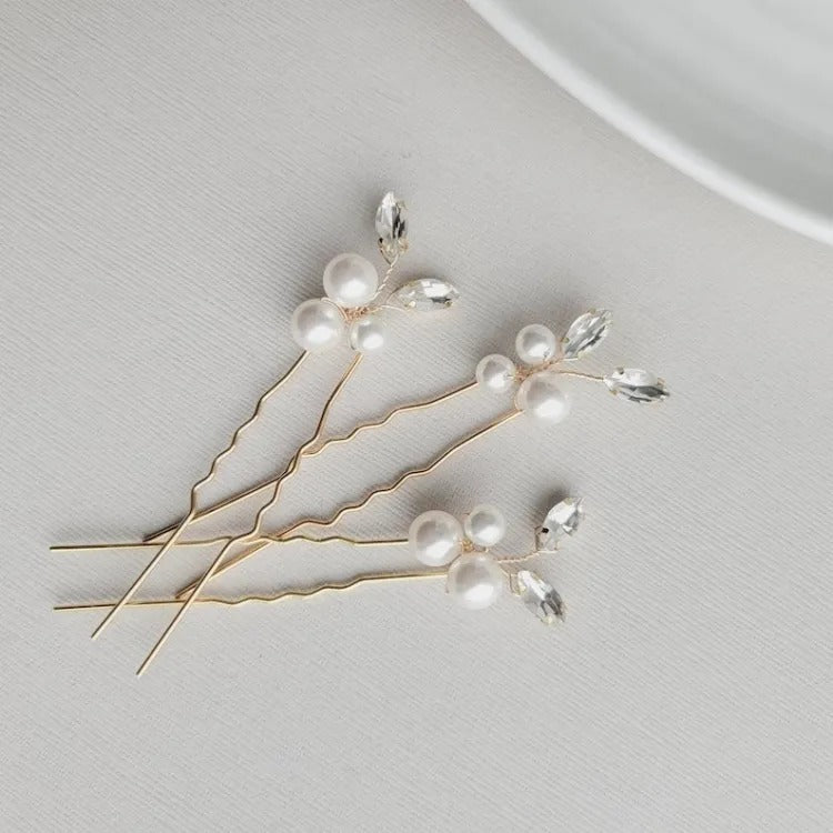 Pearl Wedding Hair Pins, Bridal Hair Comb, Gold Pearl Headpiece, Wedding Hair Piece Bridesmaid Hair