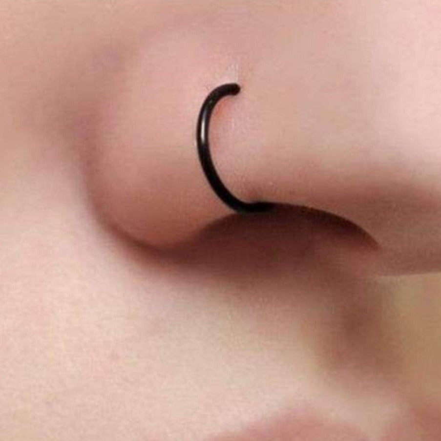 8mm Black color twisted wire nose rings for girls